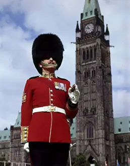 Clocktower: Ottawa, Canada - A Guardsman in front of the Parliament