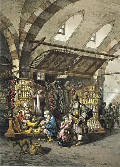 Lithographs: Ottoman Empire (19th c.). Bazaar at Constantinople