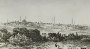Minarets: Ottoman Empire. Turkey. Adrianople - Panorama