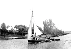 Oulton: Oulton Broad, Hoisting Sail c1955