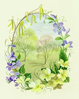 Periwinkle: Oval design of assorted flowers