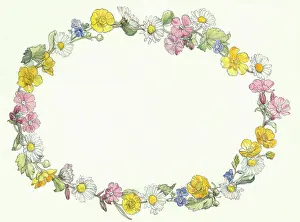 Buttercups: Oval Flower Garland ' daisies, primulas etc