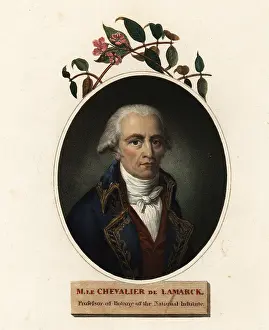 Dr. Robert John Thornton: Oval portrait of Jean-Baptiste Lamarck, French naturalist