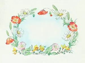 Convolvulus: Oval wreath of assorted flowers