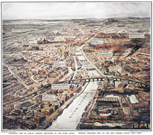 Liffey: Overhead view of Dublin during the Easter Rising