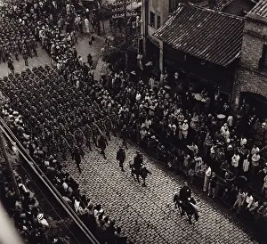 Lcgr1411: Overhead view of provincial troops marching along
