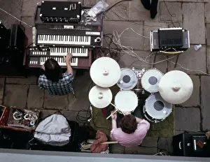 Percussionist: Overhead View Rock Band Anonymous Keyboardist