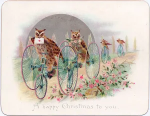 Pennyfarthing: Four owls on a Christmas card