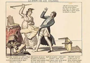 Quarrels: The owner of the pants (19th c.). Engraving