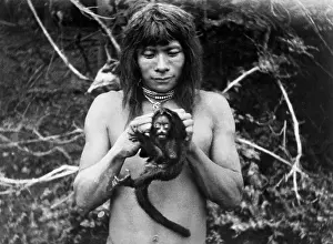 Schulz: Oyana Indian with a monkey, 1938