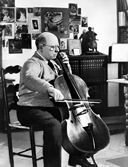 Casals: Pablo Casals, ca.1955. Practicing in his ?