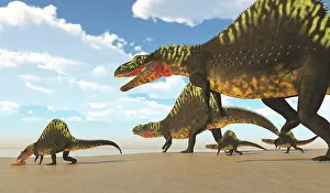 Archosaur: A pack of Arizonasaurus dinosaurs come to a lake
