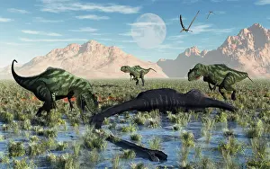 Metriacanthosaurid: A pack of carnivorous Yangchuanosarurs make a meal of a ?