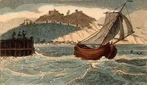 Dover: Packet boat leaving Dover, Kent, England, for