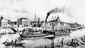 Riverboat: Paddle steamer on the Loire, 1840