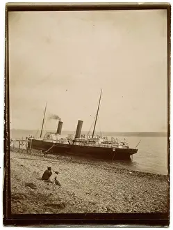 Paddlesteamer: Paddle Steamer moored at Saint Marc, France awaiting tide