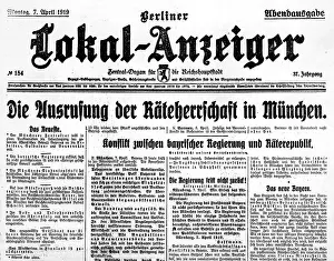 Lokalanzeiger: Front page of the Berlin Lokalanzeiger announcing the Sovi