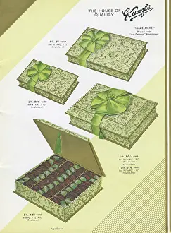 Lids: Page from a catalogue, Kunzle Chocolate List