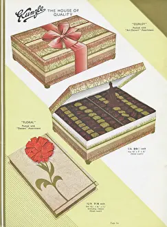 Lids: Page from a catalogue, Kunzle Chocolate List