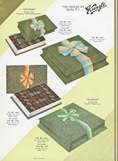 Lids: Page from a catalogue, Kunzle Chocolate List