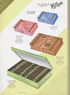 Lids: Page from a catalogue, Kunzle Chocolate List