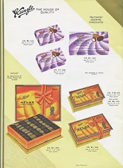 Lids: Page from a catalogue, Kunzle Chocolate List