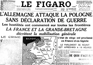 Reported: Front page of Le Figaro on September 2, 1939