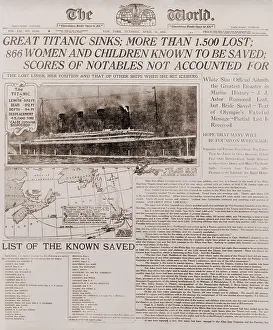Titantic: Front page of The New York WORLD of April16, ?