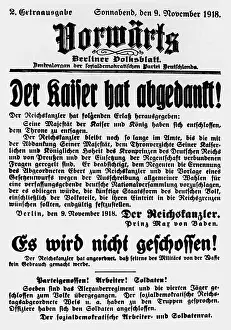 Abdicated: The front page of Vorwaerts, 1918
