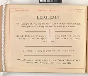 Bedstead: Page from William Tarn and Co.'s Illustrated Catalogue: wit