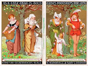 Historicism: Pages of a booklet, Time's Footsteps for 1876