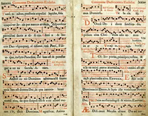 Antiphonal: Two pages of music, Commune Dedicationis Ecclesiae