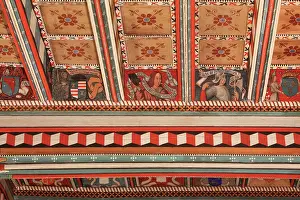 Joist: Painted ceiling, Saint-Hilaire-D'Aude Abbey, Saint-Hilaire