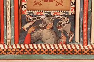 Joist: Painted ceiling, Saint-Hilaire-D'Aude Abbey, Saint-Hilaire
