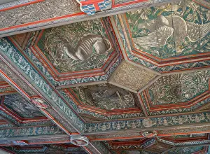 Coffered: Painted ceiling, Salle des Gardes, Chateau du Plessis-Bourre