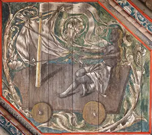 Gardes: Painted ceiling, Salle des Gardes, Chateau du Plessis-Bourre