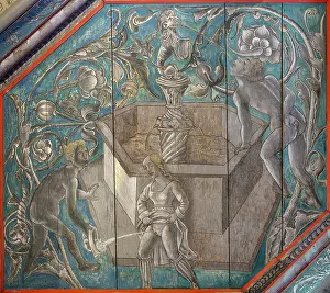 Urinating: Painted ceiling, Salle des Gardes, Chateau du Plessis-Bourre