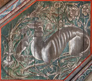 Gardes: Painted ceiling, Salle des Gardes, Chateau du Plessis-Bourre