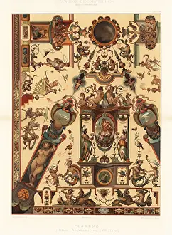 Florenz: Painted ceiling in the Uffizi Gallery, Florence