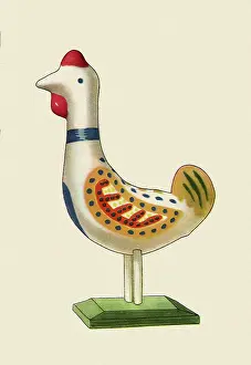 Comb: Painted Clay Rooster