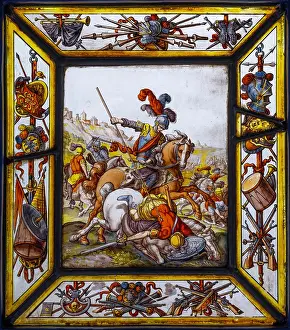 1620: Painted glass window, Musee de Vauluisant, Troyes, France