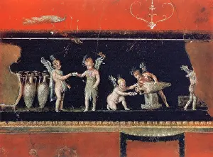 Vettii: Painted mural, red and black