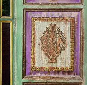 Pigment: Painted window frame, Glaoui Palace, Fes, Fes-Boulemane