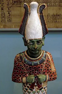 Crook: Painted wooden statuette of Osiris. Egypt