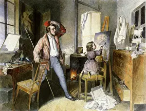 Amusing: Painter and Child (Amusing Scene in the Studio)