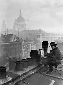 Smokestacks: Painters in the middle of smokestacks of London