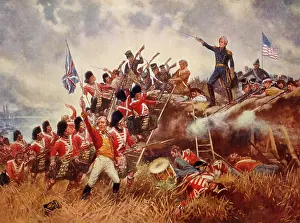 Orleans: Painting of Andrew Jackson and his troops at the