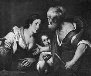 Hospitality: Painting of Bernardo Strozzi: The poor widow of Zarepta, 1