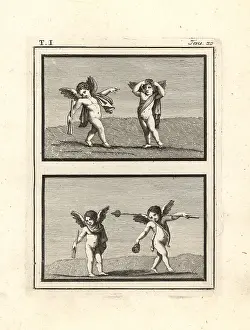 Genii: Painting of cupids or genii playing discovered