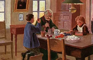 Grandchildren: PAINTING EASTER EGGS